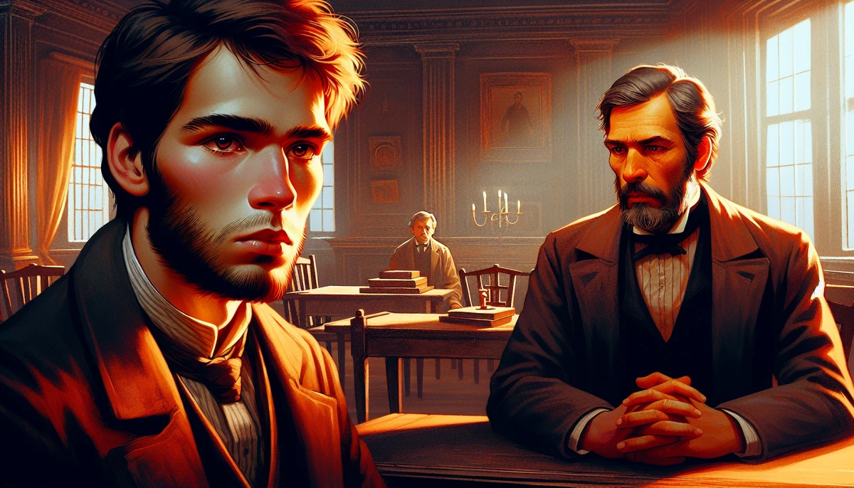 Illustration of Rodion Raskolnikov during the climax of Crime and Punishment, from the scene ''