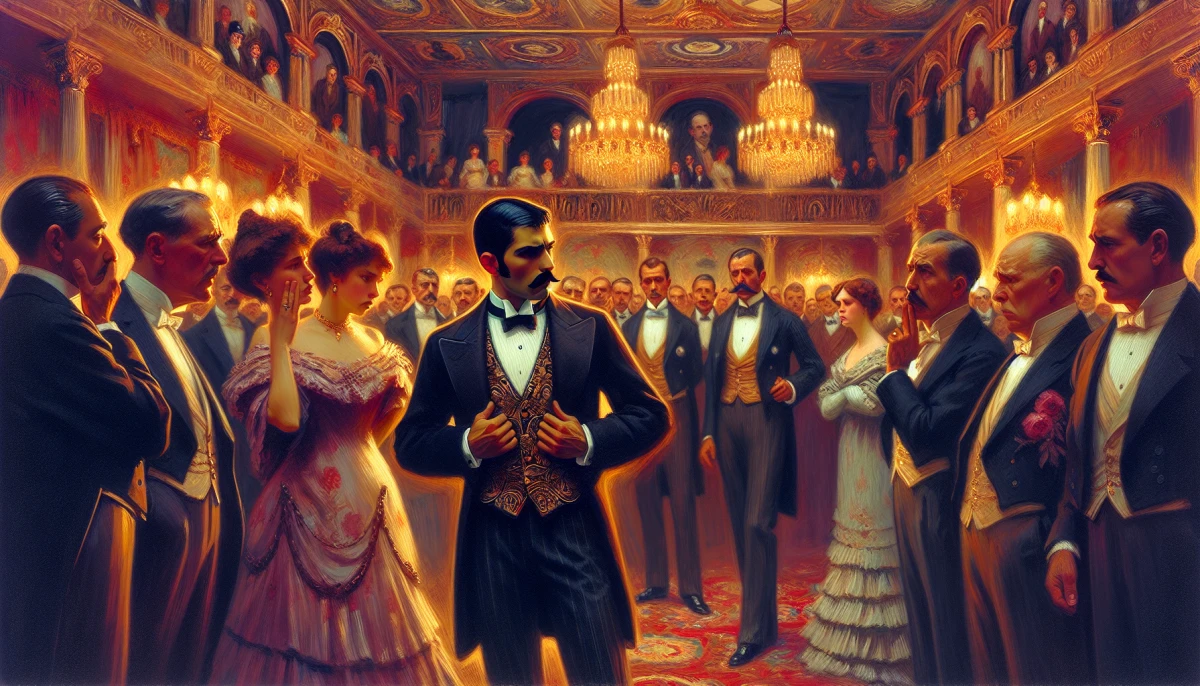 Illustration of Gideon Gore during the climax of Gigolo, from the scene 'Rejection of Wealthy Patrons'