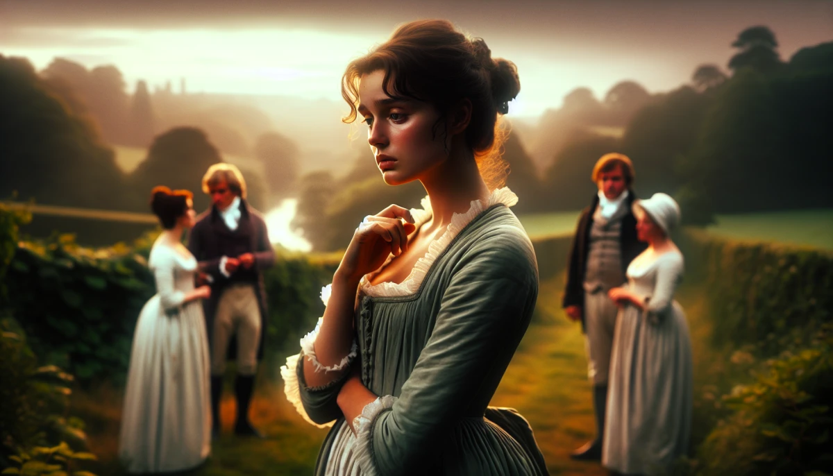 Illustration of Elizabeth Bennet during the climax of Pride and Prejudice, from the scene 'Lydia's Elopement with Wickham'