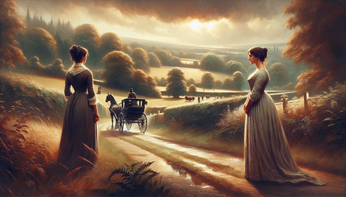 Illustration of Elinor Dashwood during the climax of Sense and Sensibility, from the scene 'Truth Revealed in London'