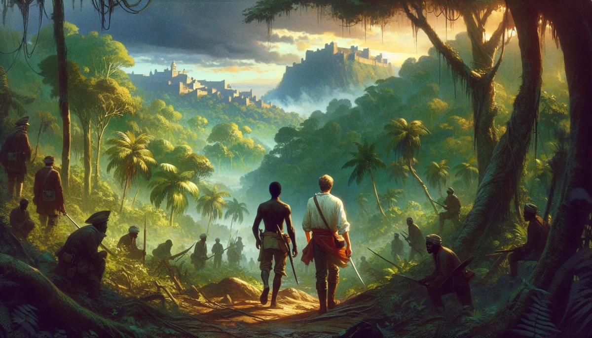 Illustration of  during the climax of The Fall of The Congo Arabs, from the scene 'Battle Against Sefu bin Hamid'