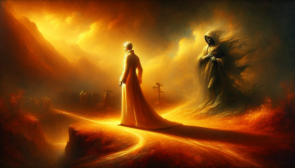 Illustration of Rational Moral Agent during the climax of The Metaphysics of Morals, from the scene 'Triumph Over Desire'